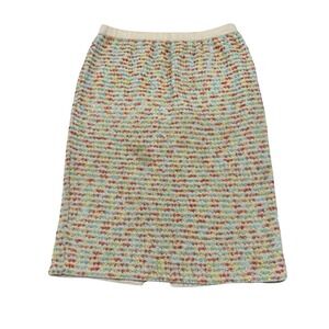 Vintage Steve Fabrikant Women's Beige/Multi Knit Skirt *Stained* 27x23